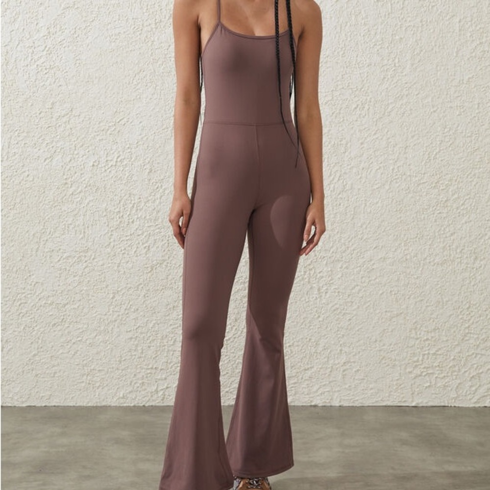 Cotton one soft flare onesie in deep taupe